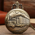 Bronze Truck Vintage Quartz Pocket Watch Necklace Pocket Watch Necklace Qme bronze