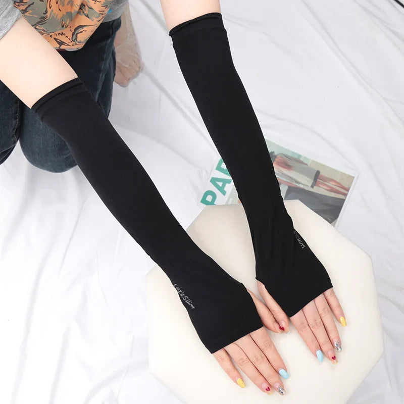 Y2K Goth Lolita Kawaii Anime Thin Fingerless Gloves | JK Style Fingerless Fashion Gloves Qme black