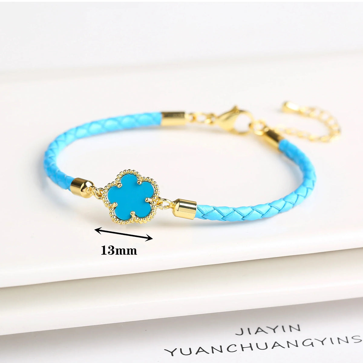 Zirconia Flower Leather Braided Bracelet for Women | 39 Colors Fashion Bracelet Qme Color 23