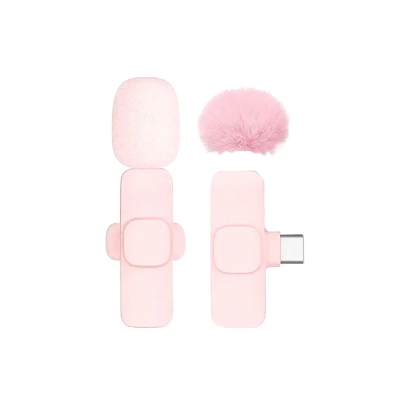 Mini Pink Wireless Lavalier Mic for Phone, Camera & Live Wireless Lavalier Mic Qme