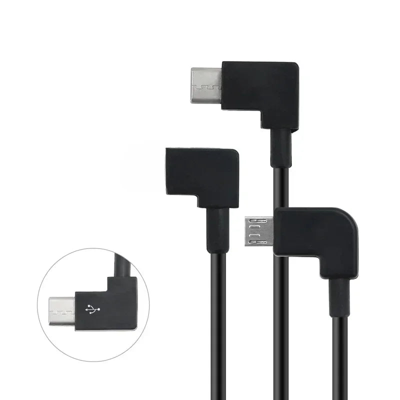 90° USB-C & Micro USB Fast Charging Cable 2.4A 30cm | Qme USB Charging Cable Qme