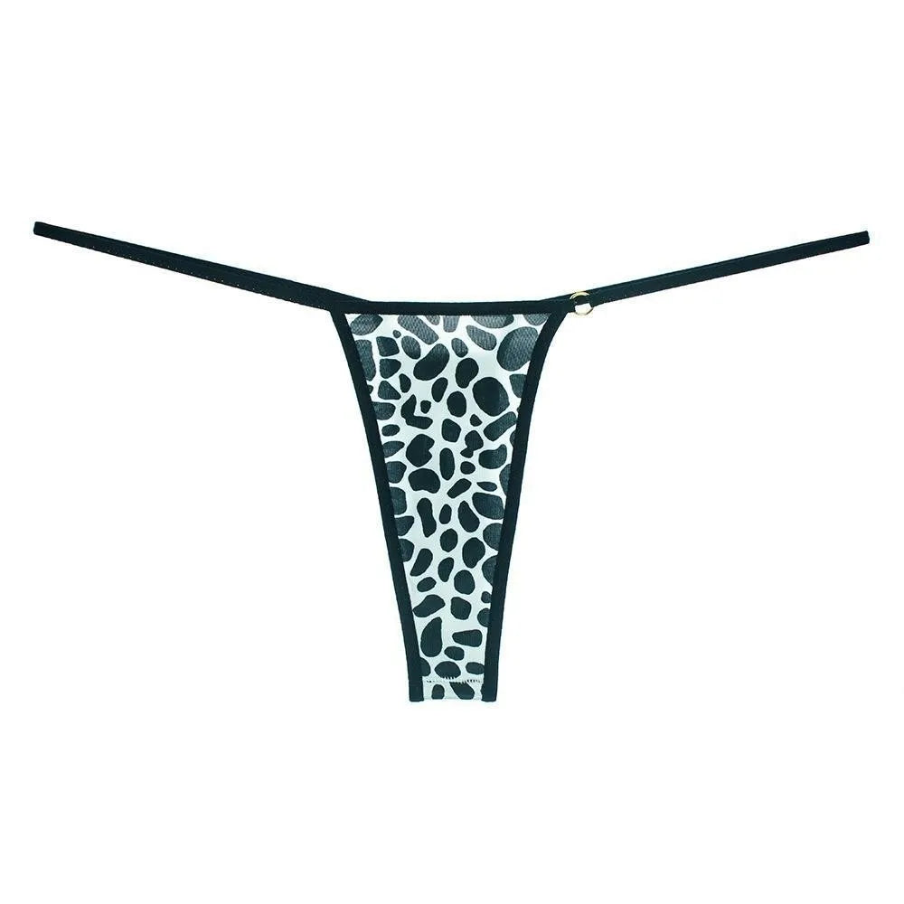 Women's Seamless Ice Silk Thongs Low Waist T-Back Briefs Women's Thong Briefs Qme Leopard A L 1pc