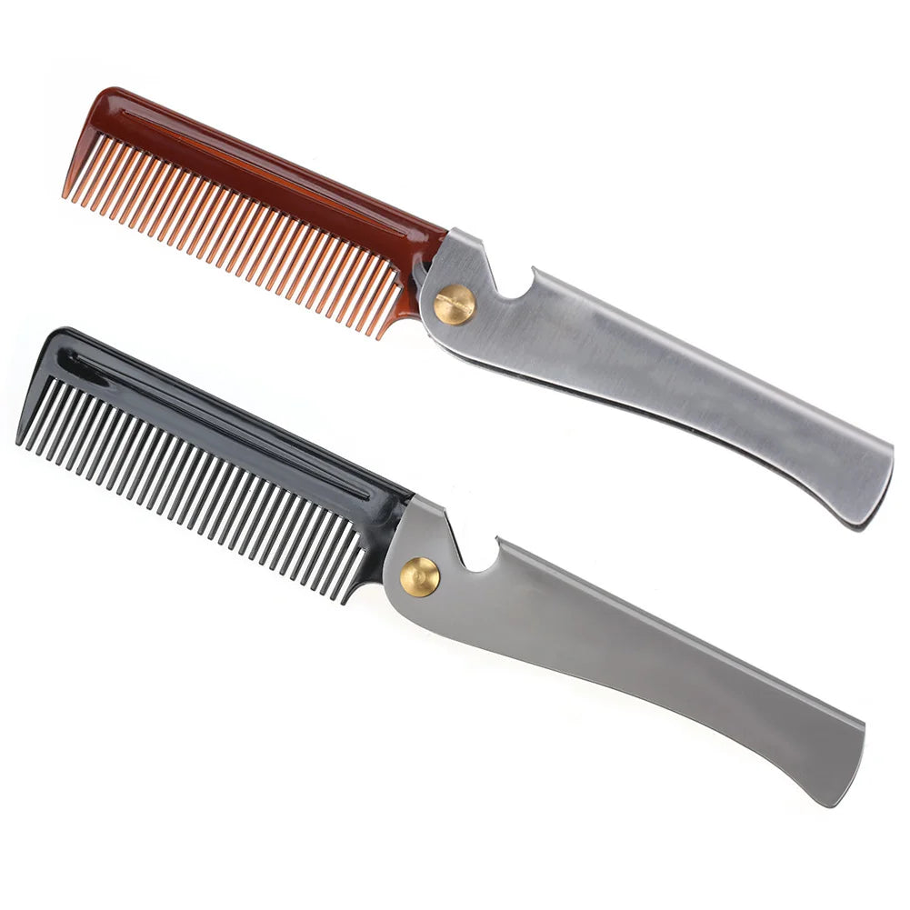 TOPINCN Folding Stainless Steel Beard & Moustache Comb Beard Grooming Comb Qme