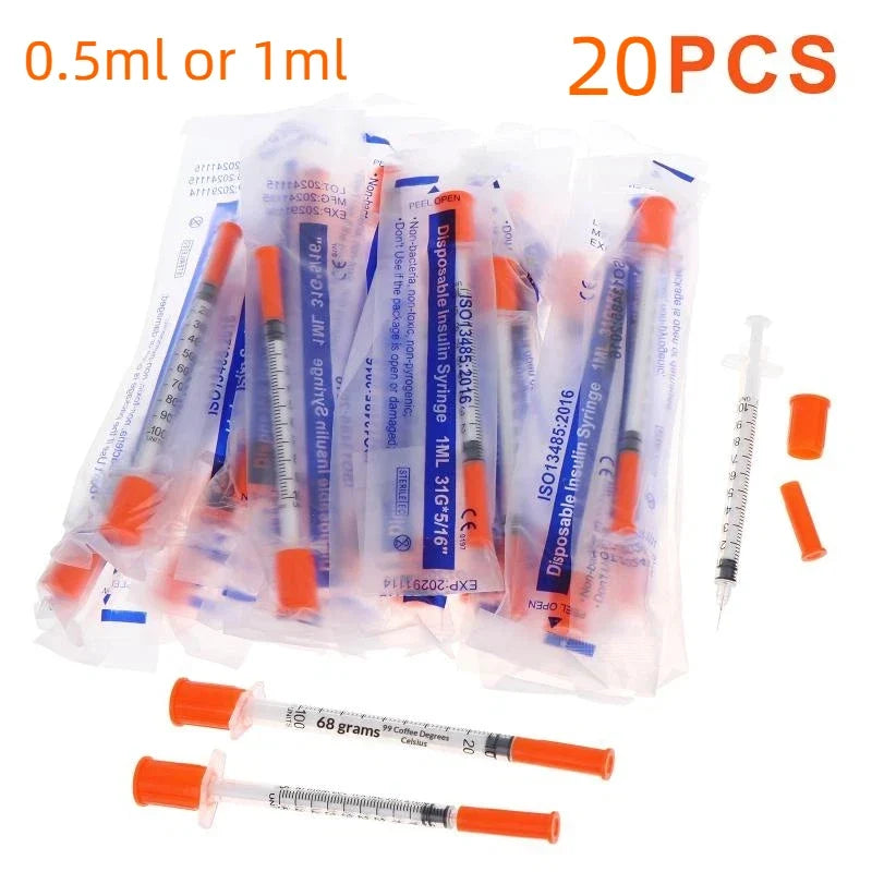 Disposable Sterile Pet Syringes 0.5ml & 1ml – 20 Pack Veterinary Syringe Qme