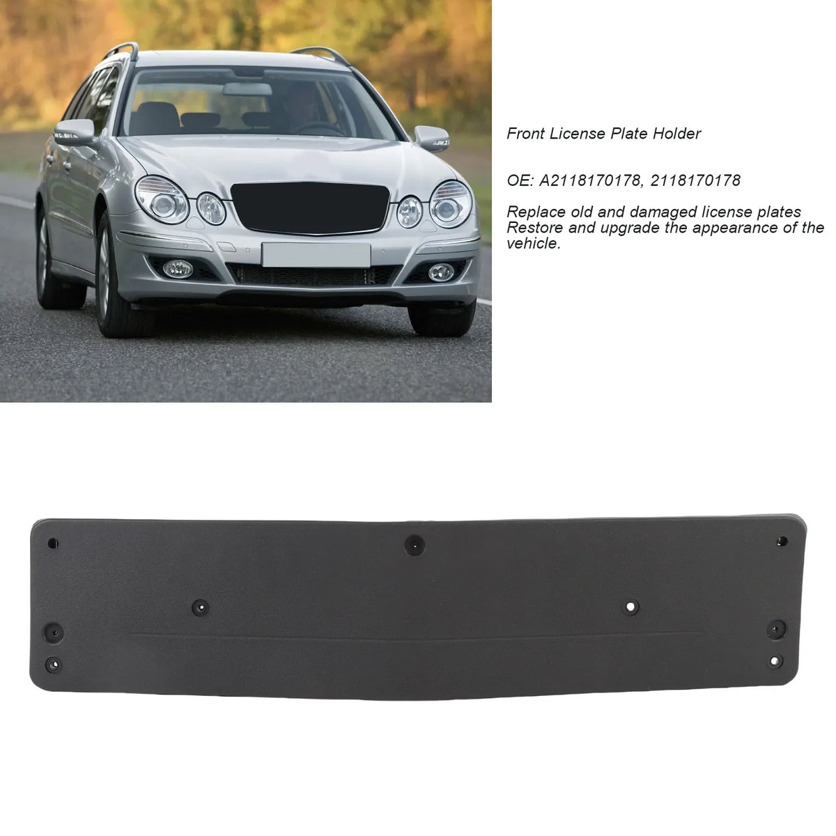 Mercedes E-Class W211 Front Number Plate Holder A2118170178 License Plate Bracket Qme