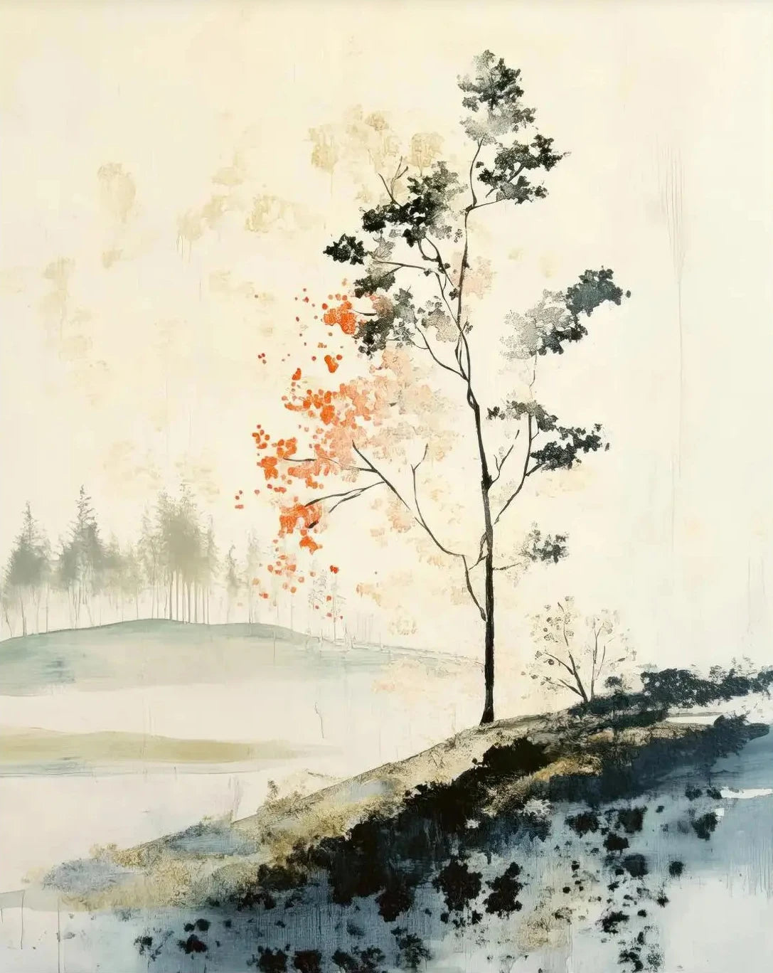 Zen Minimalist Landscape Canvas Print | Frameless Wall Art Canvas Wall Art Qst G 30X40cm No Framed