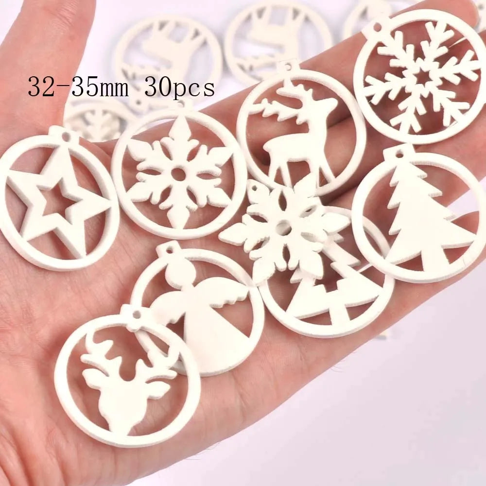 White Wooden Christmas Tree Shapes – DIY Craft & Scrapbooking Wooden Craft Shapes Qme 32-35mm 30pcs