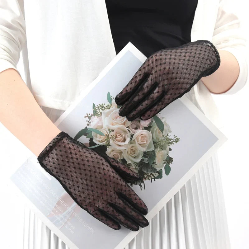 Women's Vintage Sheer Lace Gloves | UV Protection Driving Lace Fashion Gloves Qme