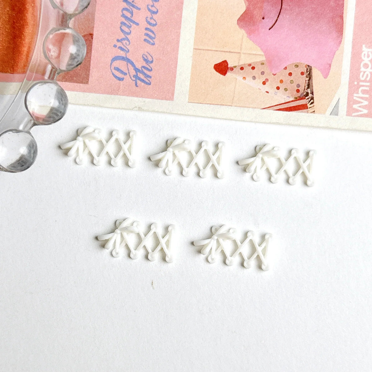 3D Macaron Bow Resin Nail Charms | DIY Nail Art Decorations Nail Art Charms Qme White 30PCS