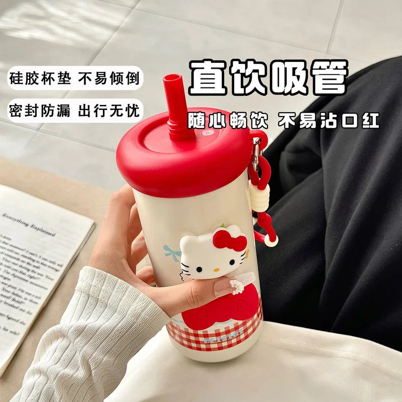 Hello Kitty Insulated Straw Cup – Large Capacity & Portable Insulated Straw Cup Qme