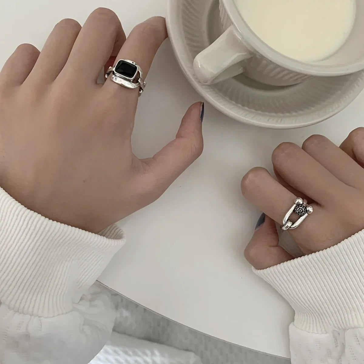 Retro Multicolor Hip Hop Rings for Women & Couples Fashion Ring Qme