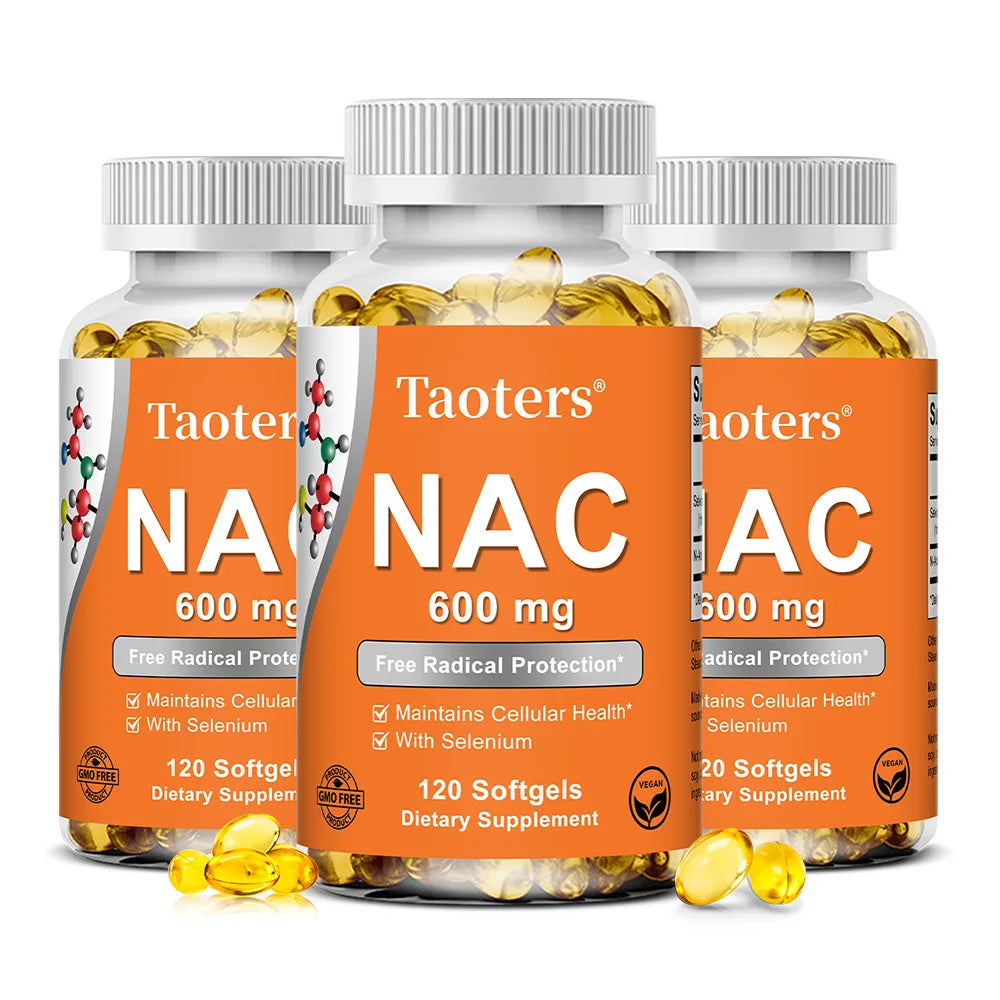 NAC 600mg N-Acetyl Cysteine Capsules | Antioxidant Skin Support Amino Acid Supplement Qst 120 count-3 bottle
