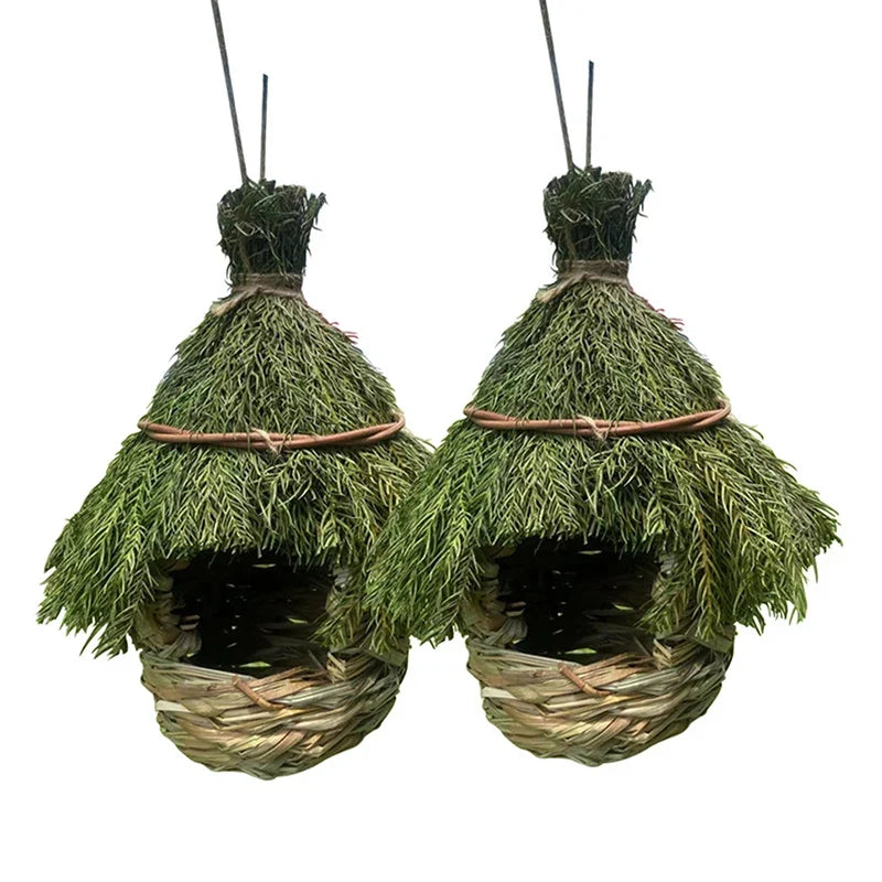 Hand-Woven Hummingbird House Window Hideaway Garden Decor Decorative Birdhouse Qme