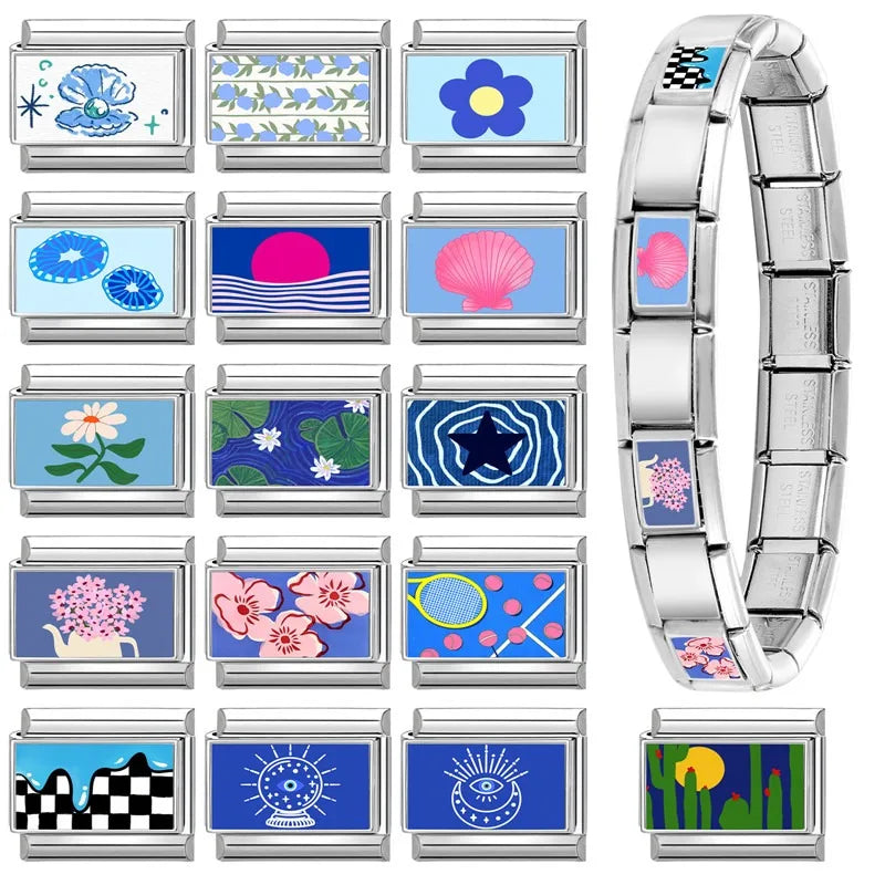 Modular Italian Charm Links – Lotus, Cactus & Sun Designs Modular Charm Links Qme