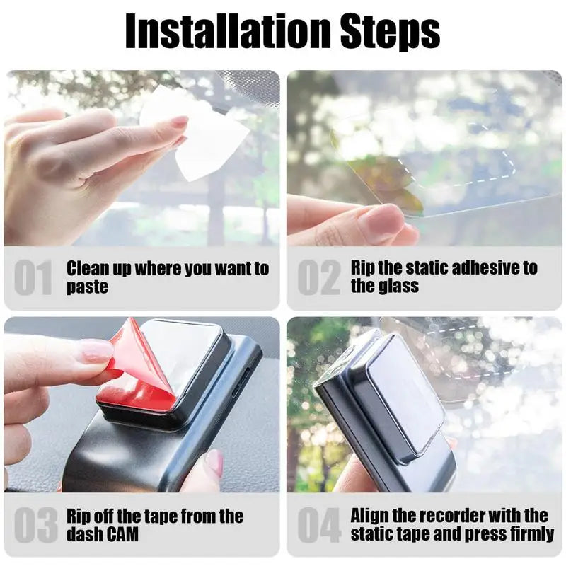 Dashcam Windshield Sticker 6-Pack | Transparent Static Cling Film Dashcam Accessory Qst