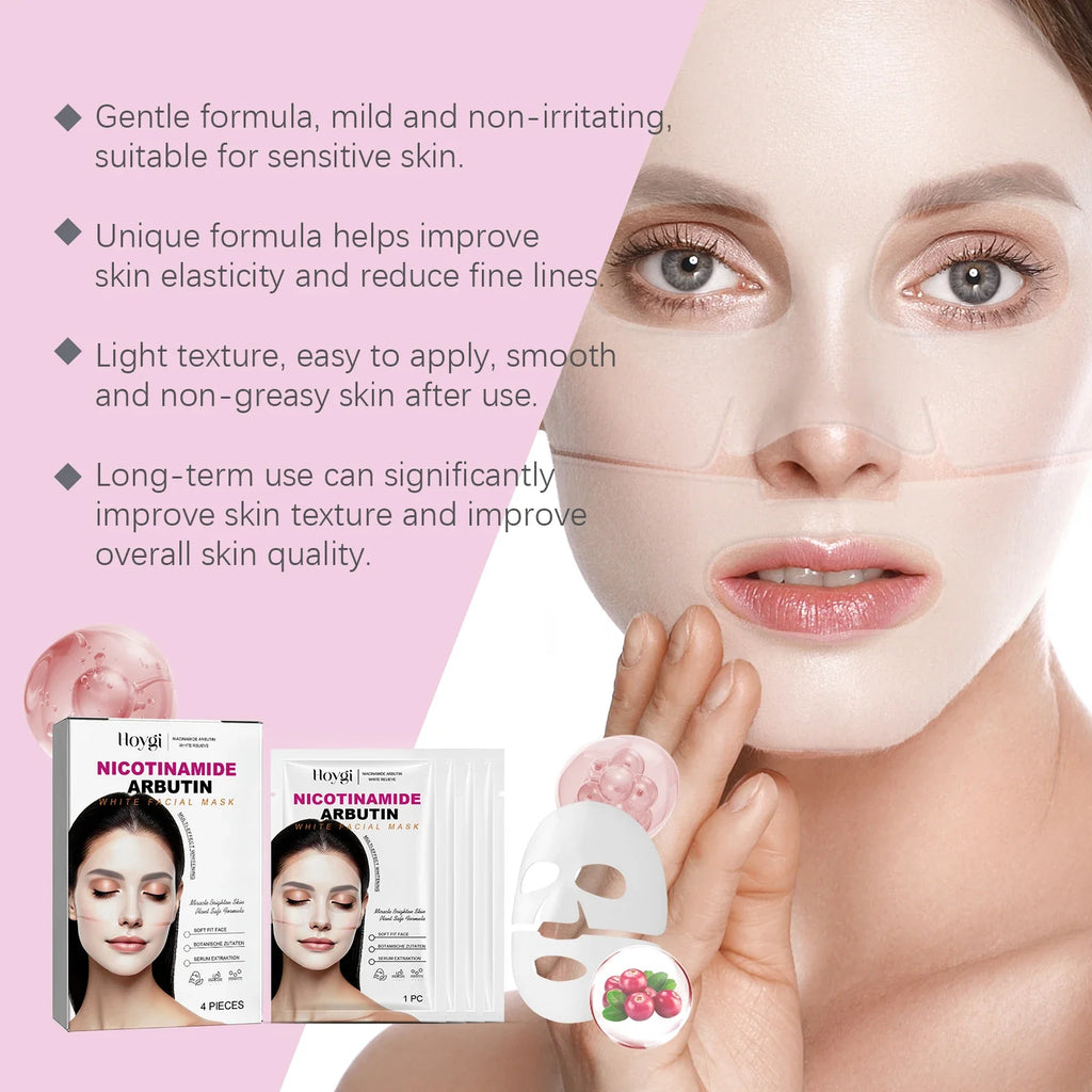 Niacinamide & Arbutin Hydrating Face Mask | Pore Minimizing Brightening Sheet Mask Qme