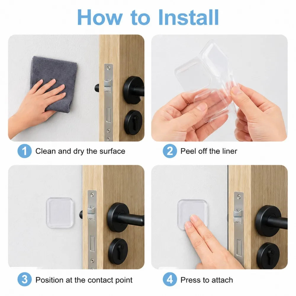 Clear Silicone Door Stopper Pads – Self-Adhesive Wall Protectors Wall Protector Pads Qme