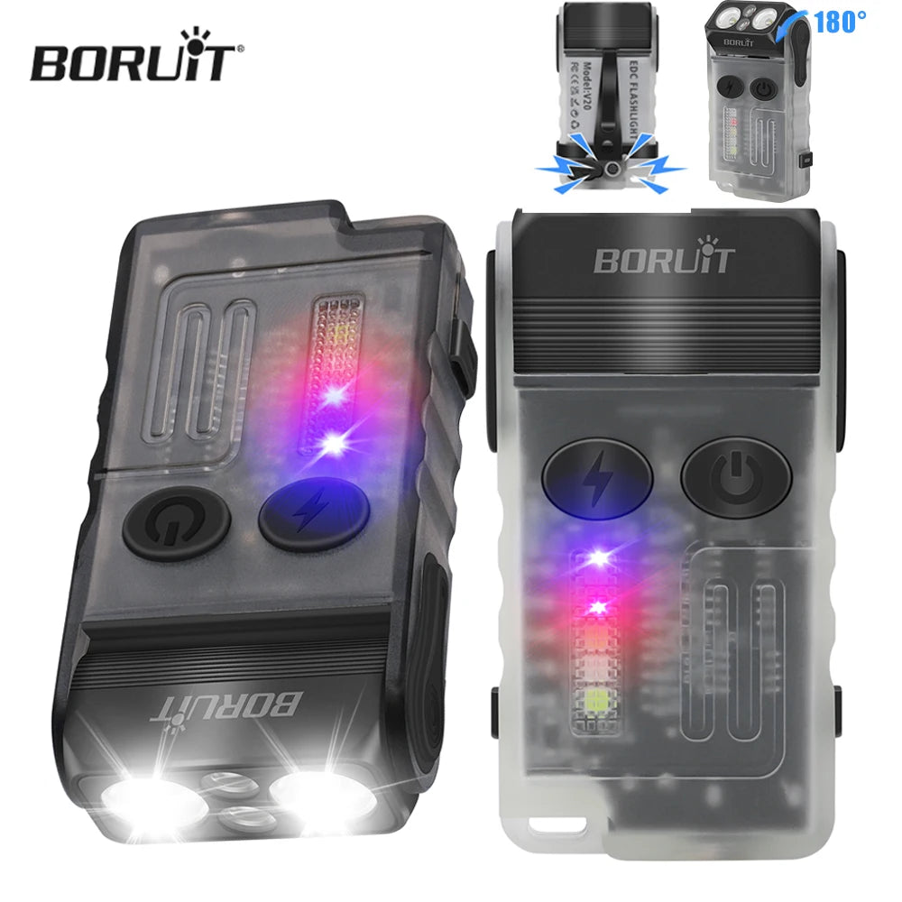 BORUiT V20 1000LM LED Keychain Flashlight USB-C Rechargeable LED Keychain Flashlight Qst