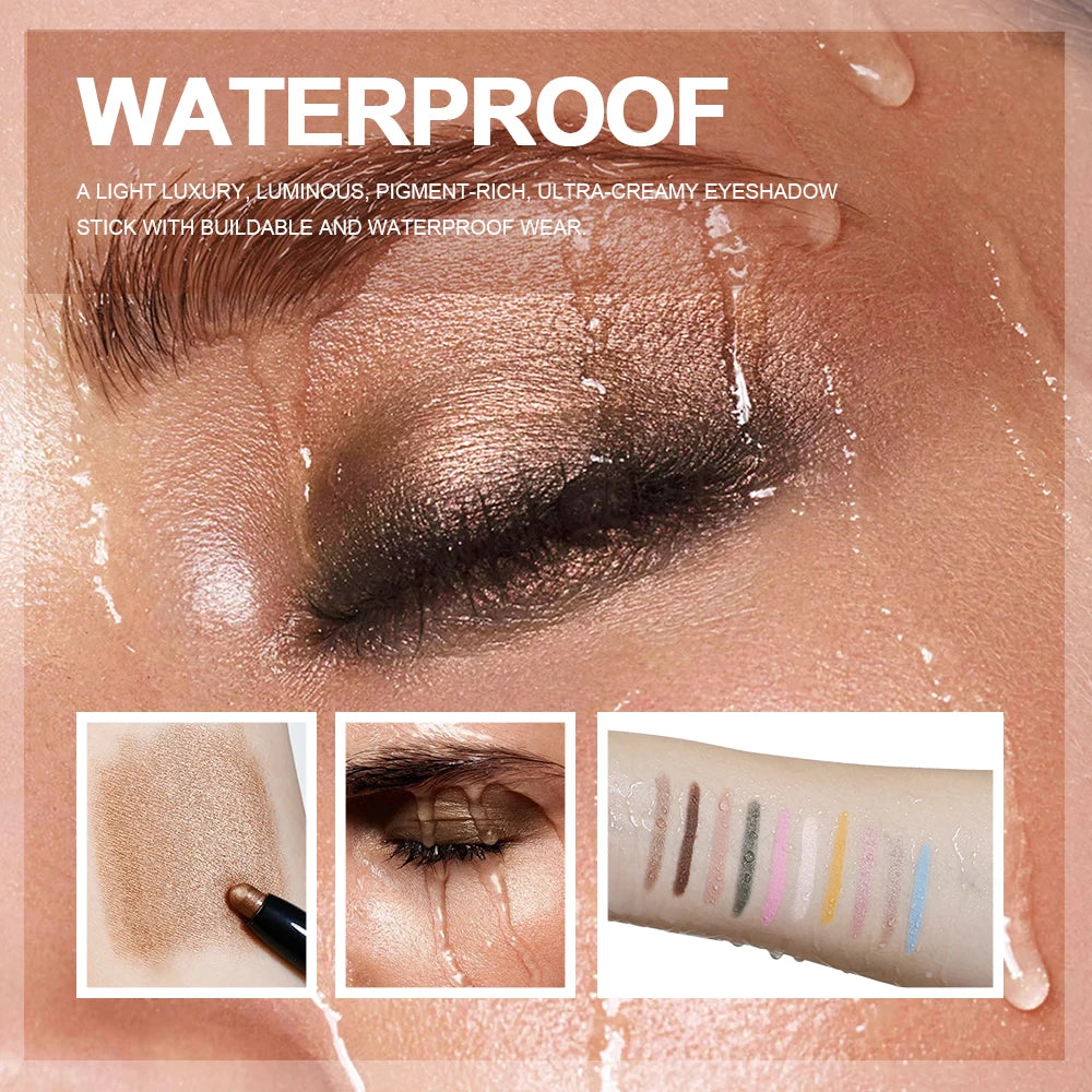10-Color Longwear Eyeshadow Pencil – Shimmer, Matte & Glitter Eyeshadow Pencil Qst