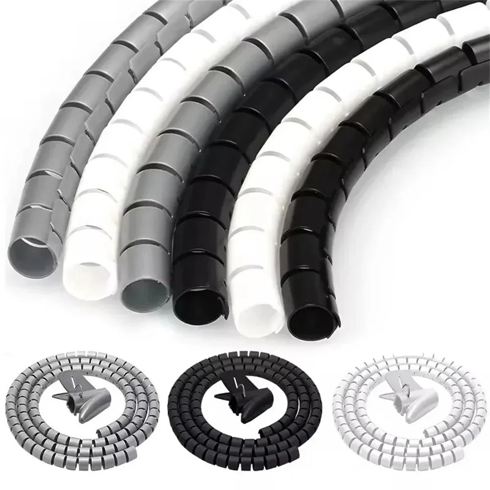 Spiral Cable Wire Wrap – Flexible PVC Cord Management Sleeve Cable Management Wrap Qme