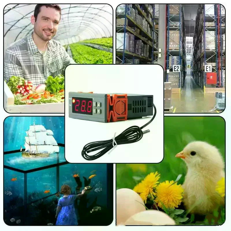 Dual Digital Thermostat & Humidity Controller 1210W Digital Climate Controller Qme