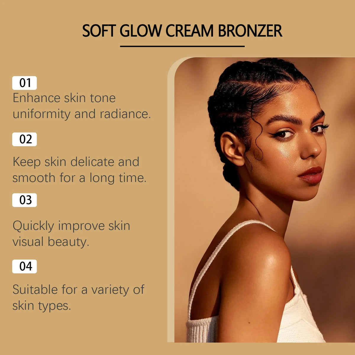 EELHOE Self-Tanning Bronzer Cream – Waterproof & Long-Lasting Self-Tanning Bronzer Qst