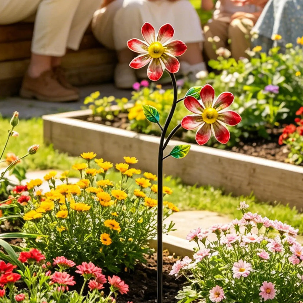 Metal Windmill Flower Stake Garden Yard Lawn Decor – 3 Colors Garden Windmill Stake Qme