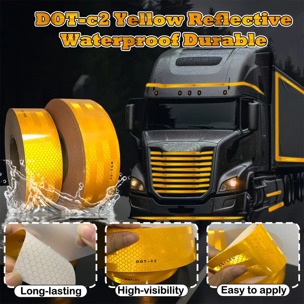 Yellow Prismatic Reflective Tape – Waterproof Safety Sticker Reflective Safety Tape Qme