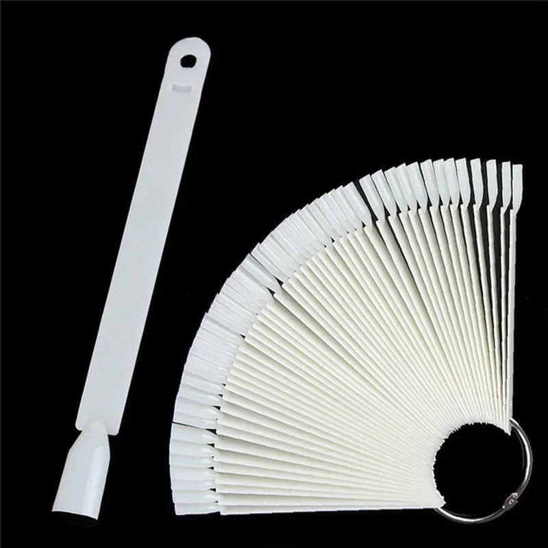False Nail Tips Fan Card – 50pc Transparent & White Art Display Nail Art Display Tool Qme