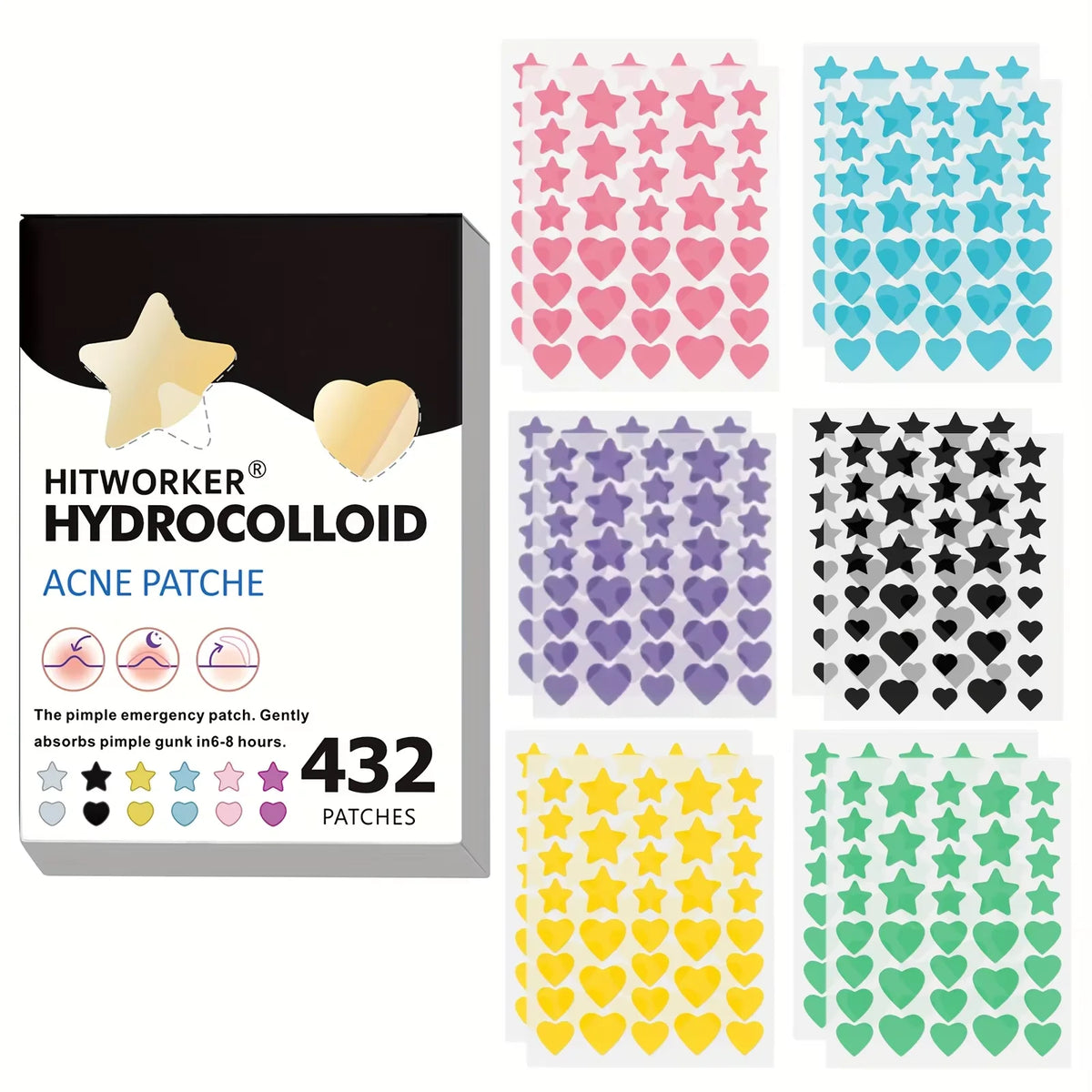 432 Star-Shaped Pimple Patches with Tea Tree Oil | Colorful Pimple Patches Qst
