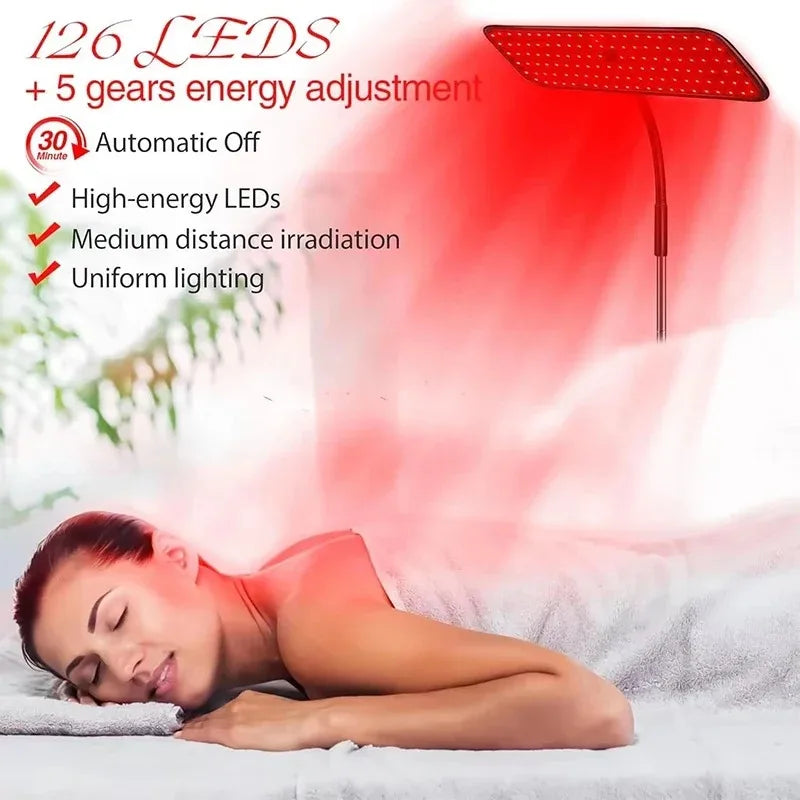 Red Light Therapy Panel 660nm 850nm – 126 LEDs, Timer & Stand Red Light Therapy Panel Qst