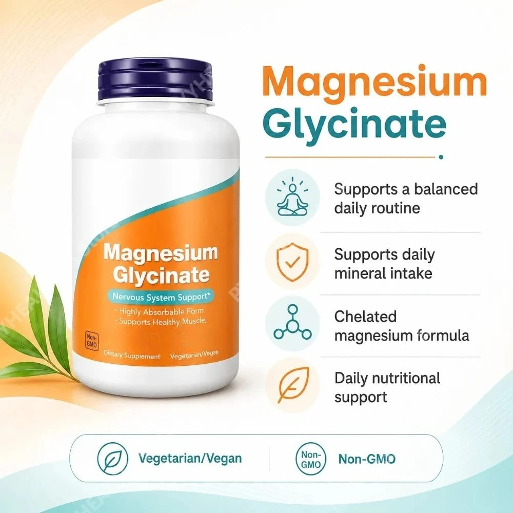 Magnesium Glycinate 180 Tablets – Chelated Bisglycinate Supplement Mineral Supplement Qst