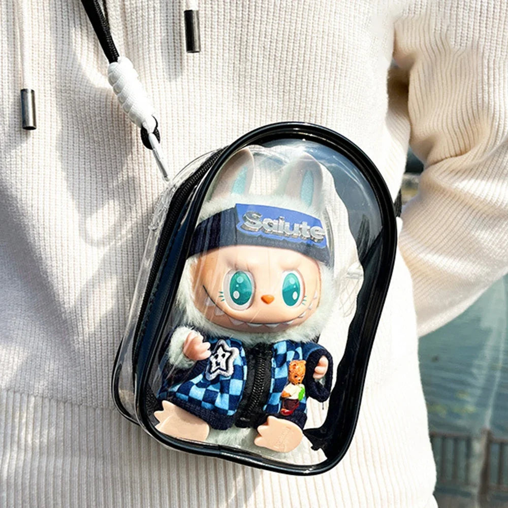 Labubu Doll Shoulder Bag – PVC Protective Carry Case Doll Shoulder Bag Qme