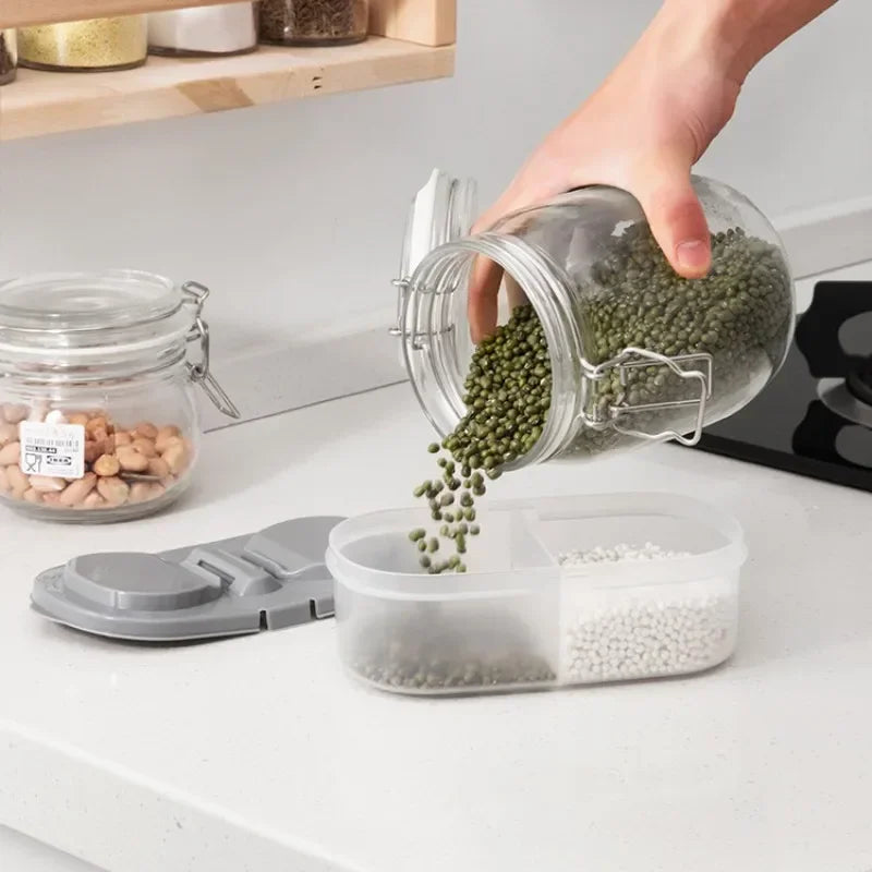 Double-Compartment Airtight Food Storage Container & Flip Lid Food Storage Container Qme