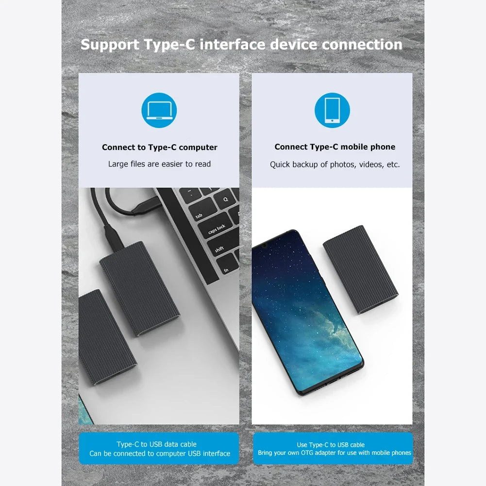Blueendless M3T mSATA USB-C SSD Enclosure | Aluminum Case SSD Enclosure Qme