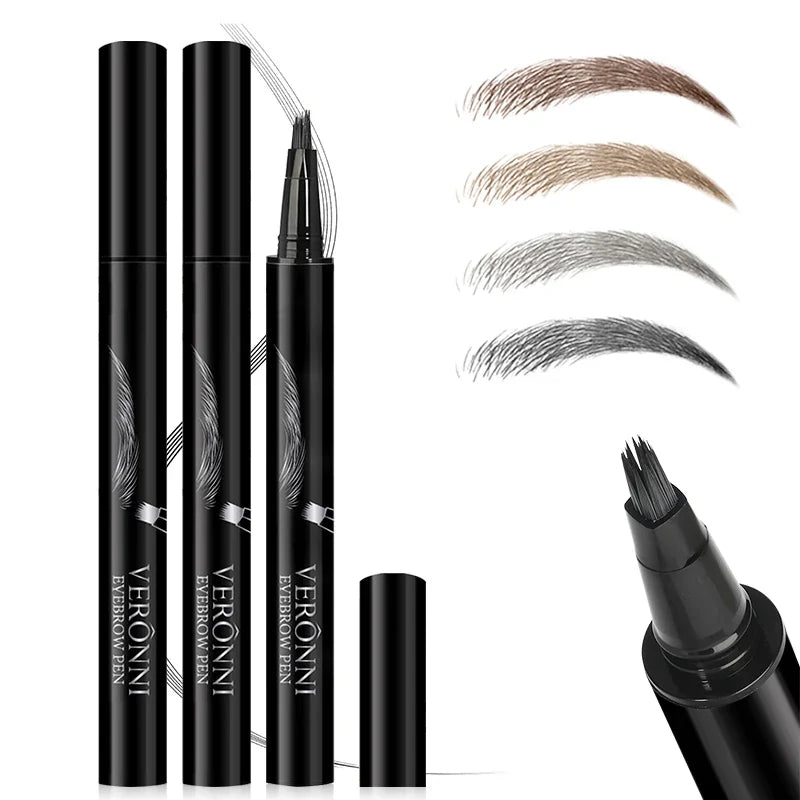 VERONNI Fork Tip Liquid Eyebrow Pen – 4 Colors, Waterproof Liquid Eyebrow Pen Qme