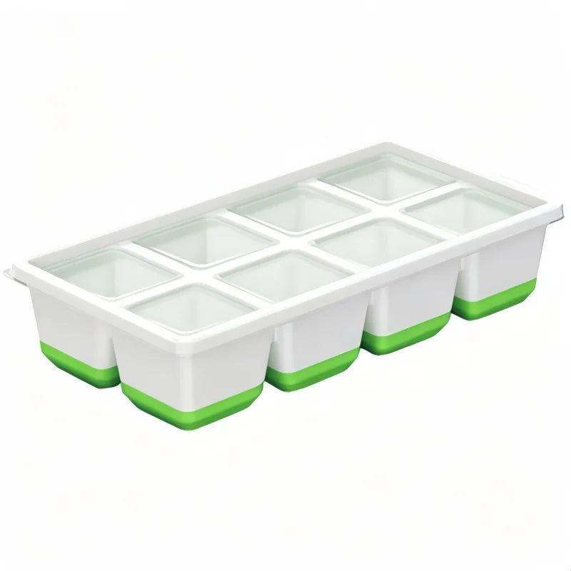 8-Grid Silicone Ice Cube Tray with Lid – Large Square Easy Release Silicone Ice Cube Tray Qme 1pcs green