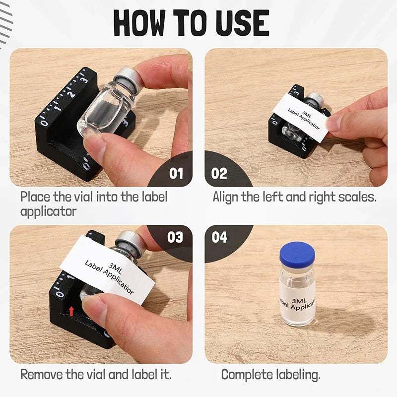 Vial Label Applicator – Reusable Sticker Alignment Tool for 3ml & 10ml Label Applicator Tool Qme
