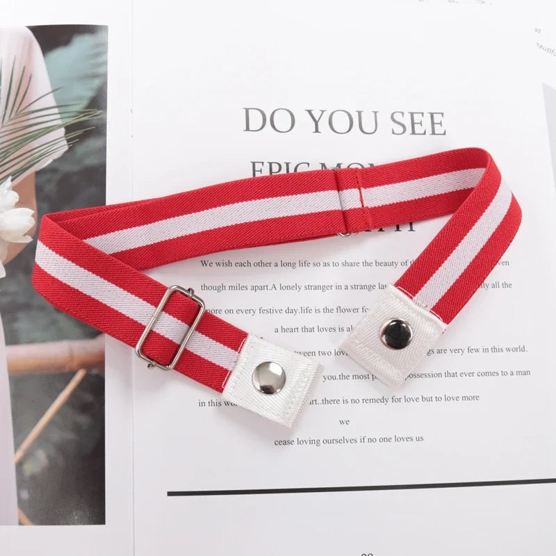 Women's Elastic Buckle-Free Canvas Waist Belt | 29 Colors Elastic Waist Belt Qme BEE-10 length 60-100cm China Mainland