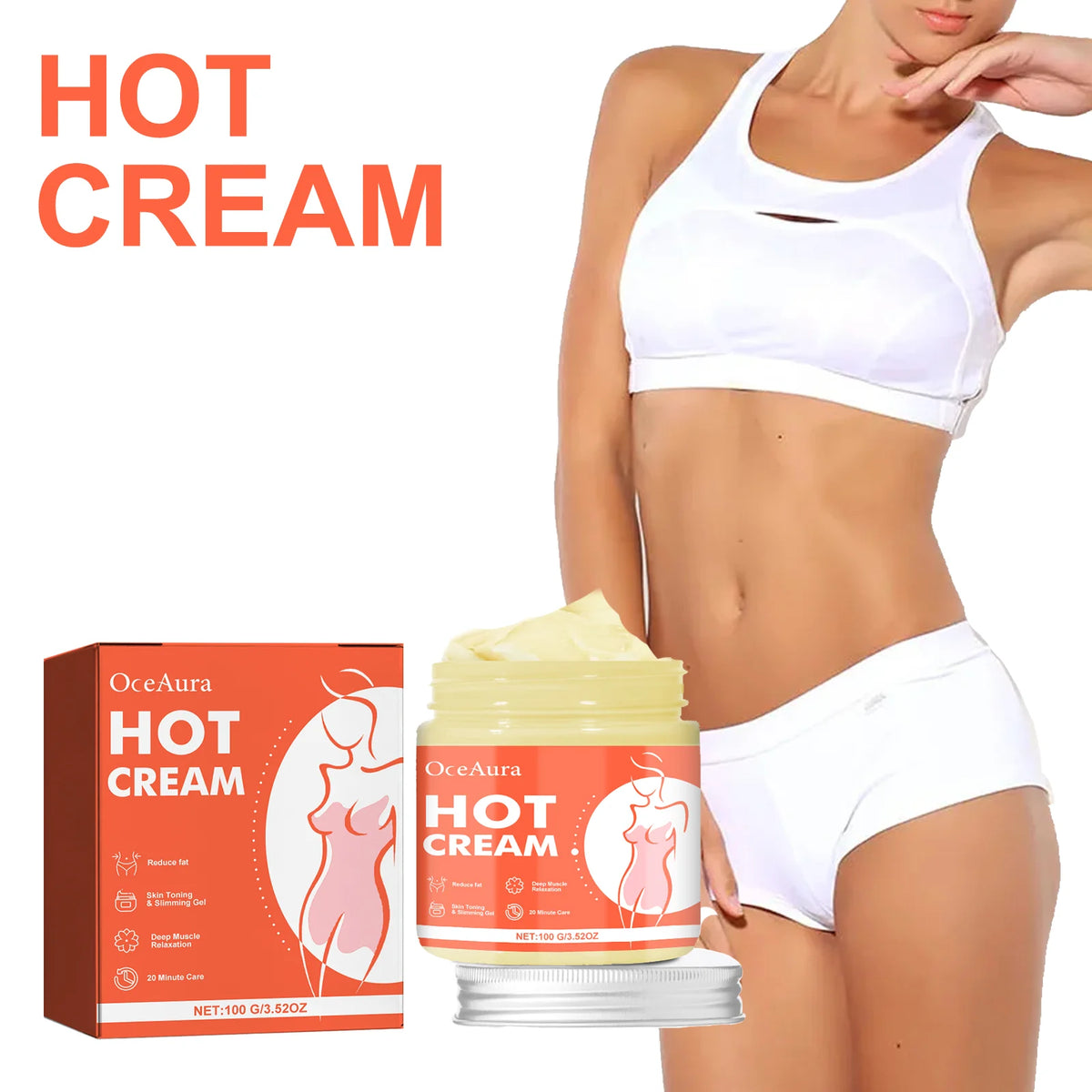 OceAura Hot Sculpting Firming Body Massage Cream 100g Firming Body Cream Qst