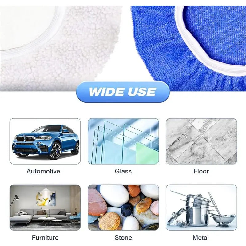 15-Piece Car Polisher Bonnet Buffing Pads – Microfiber & Wool Car Polishing Pads Qme