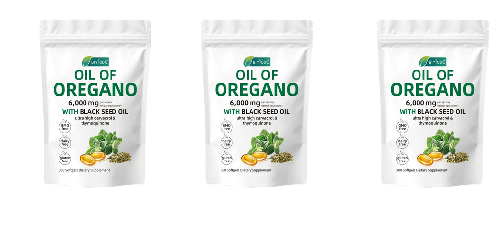 Oil of Oregano 300 Softgels 6000mg + Black Seed Oil Supplement Herbal Supplement Softgels Qst 3 bag