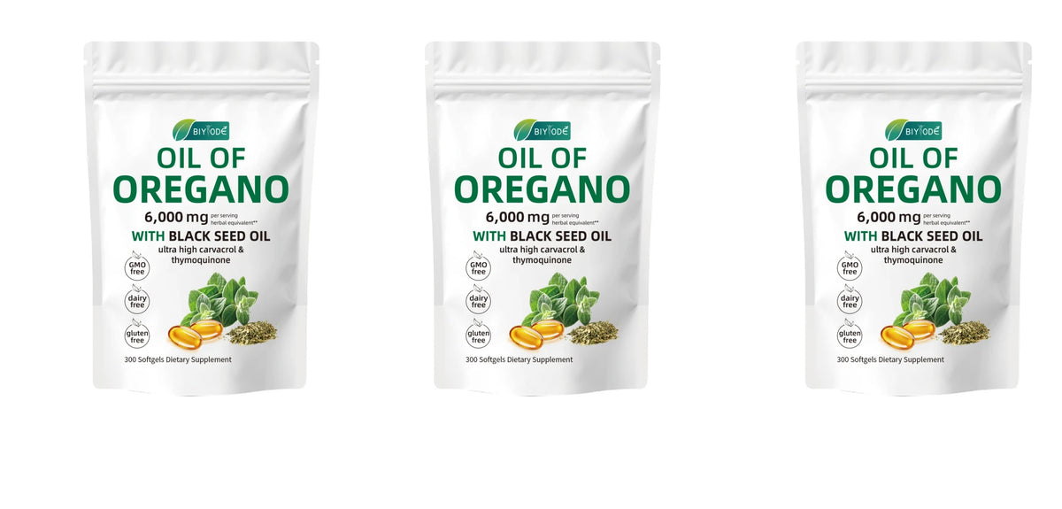 Oil of Oregano 300 Softgels 6000mg + Black Seed Oil | Docteat Herbal Supplement Softgels Qst 3 bag