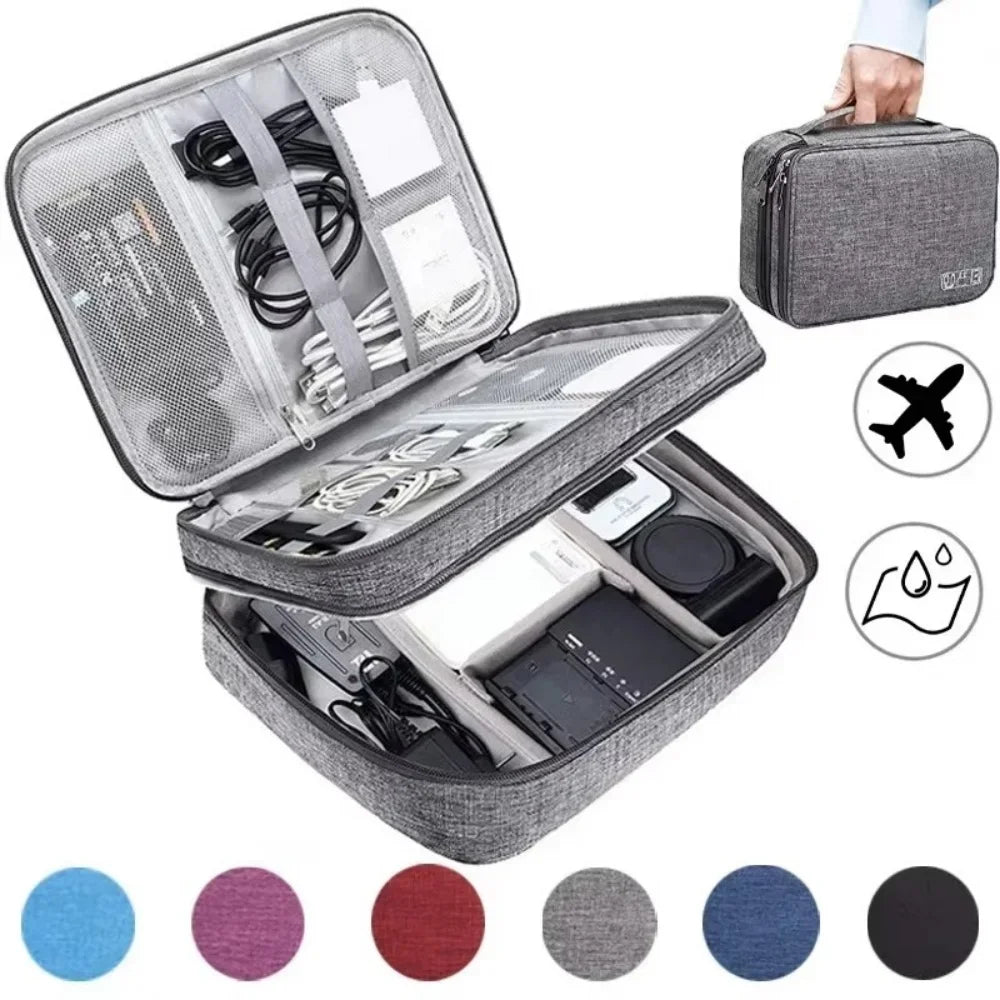 Portable Cable Organizer Bag | Travel USB & Gadget Storage Cable Organizer Bag Qme