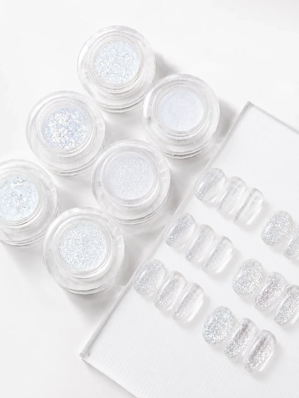 Aurora White Iridescent Nail Glitter Ice Crystal Sequins Nail Art Glitter Qme
