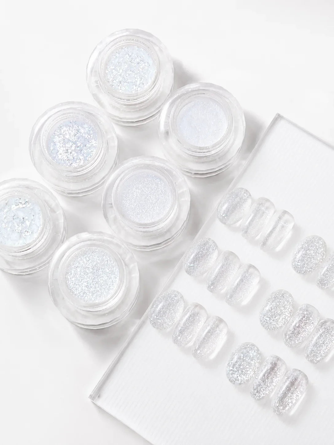 Aurora White Iridescent Nail Glitter Ice Crystal Sequins Nail Art Glitter Qme