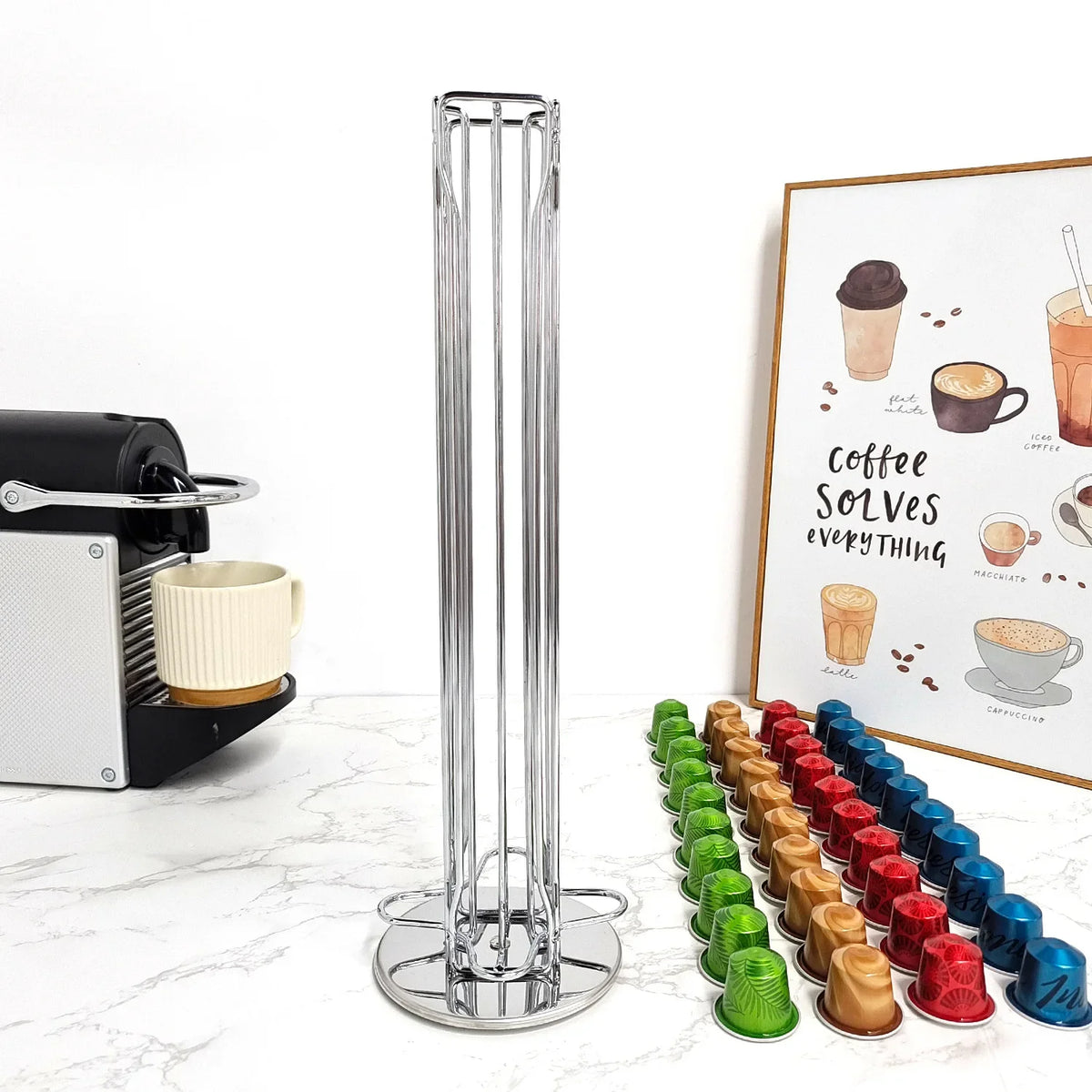 Nespresso Capsule Pod Holder Stand Rack – Holds 40 Pods Coffee Pod Rack Qme