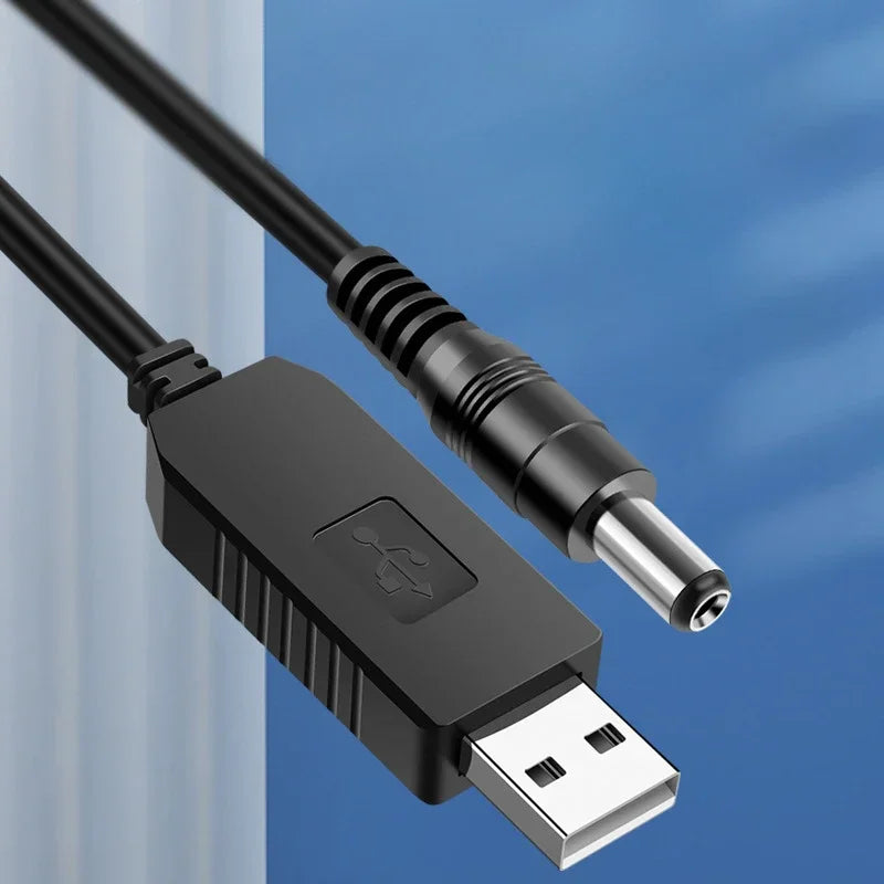 USB to 12V Boost Converter Cable – 5.5×2.1mm DC Connector USB Boost Converter Cable Qme