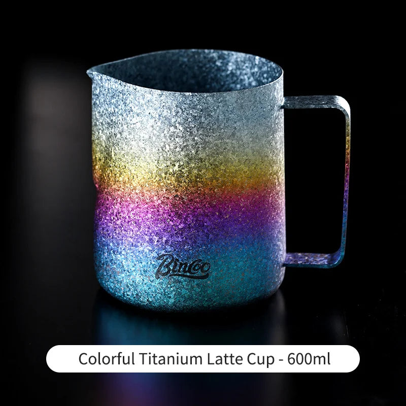 Bincoo Pure Titanium Milk Frothing Pitcher – Latte Art Jug Milk Frothing Pitcher Qst 600ML
