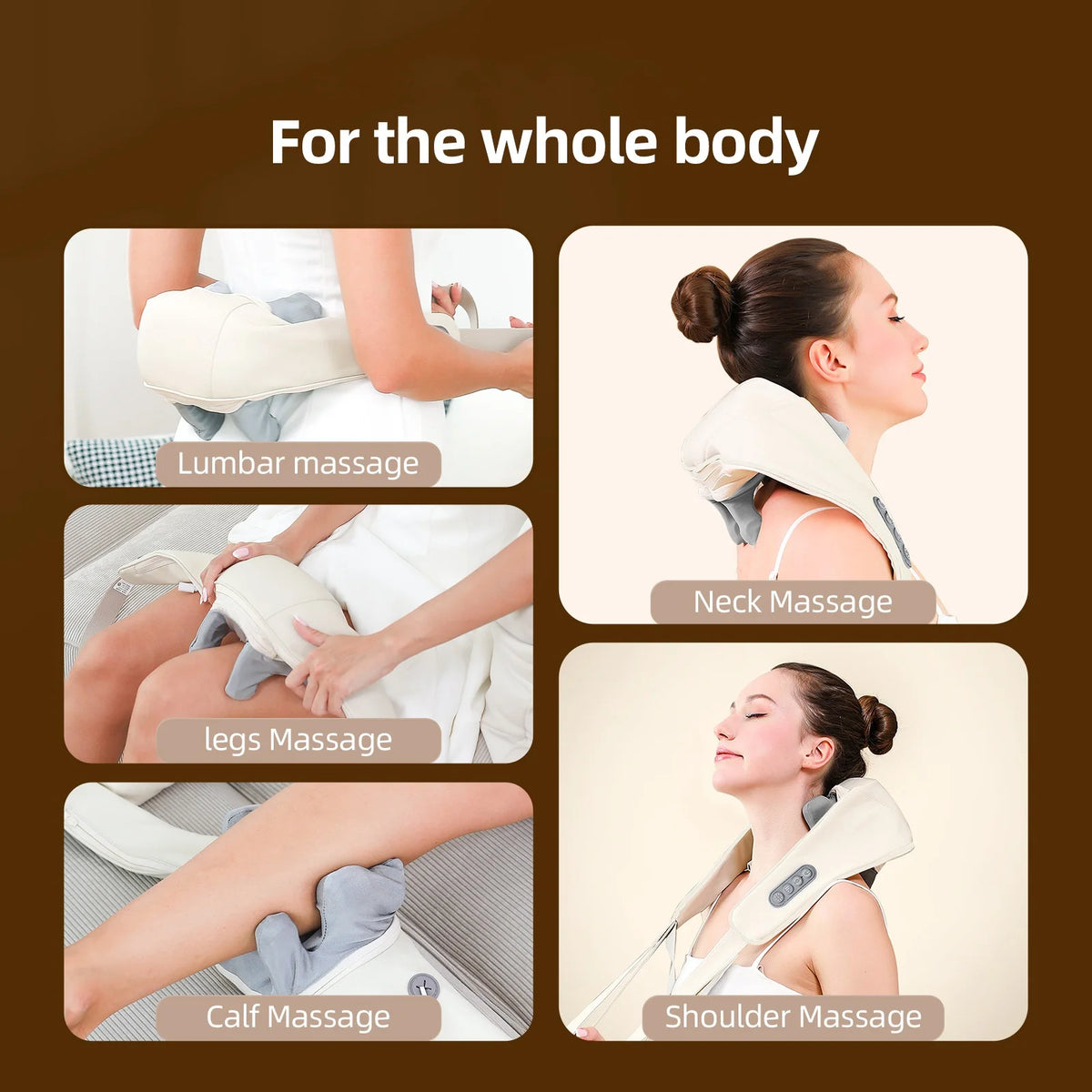 Foreverlily 26W Brushless Neck & Shoulder Kneading Massage Shawl Neck Shoulder Massager Qst